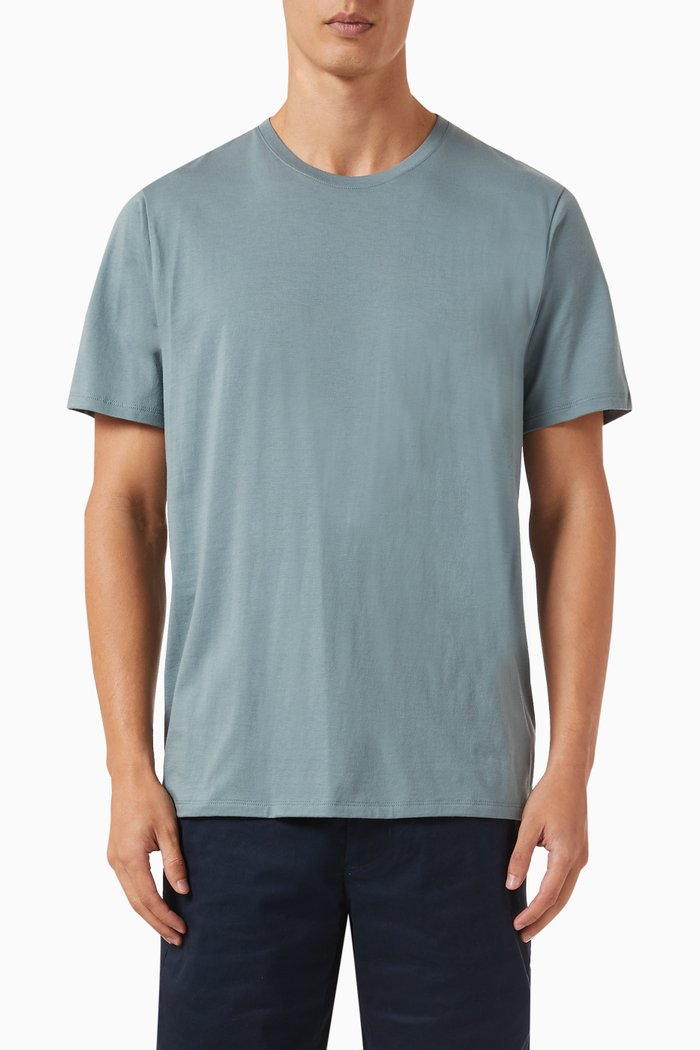Crewneck T-shirt in Pima Cotton, Blue