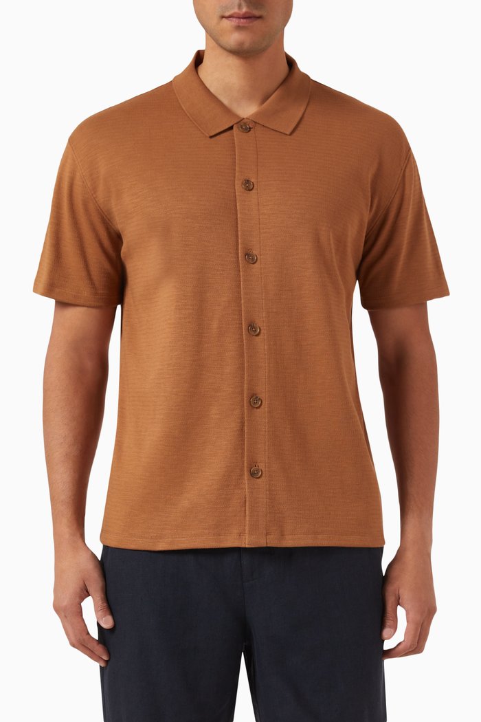 Variegated Jacquard Shirt in Cotton-knit, Orange