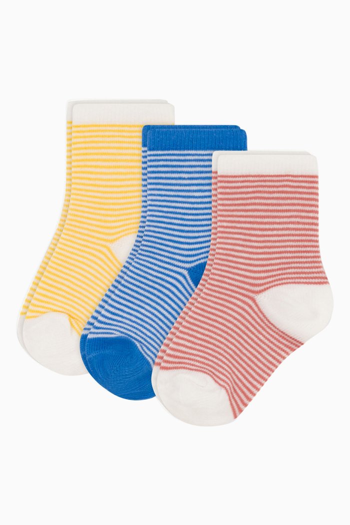 

Striped Socks, Set of Three in Cotton, Multicolour