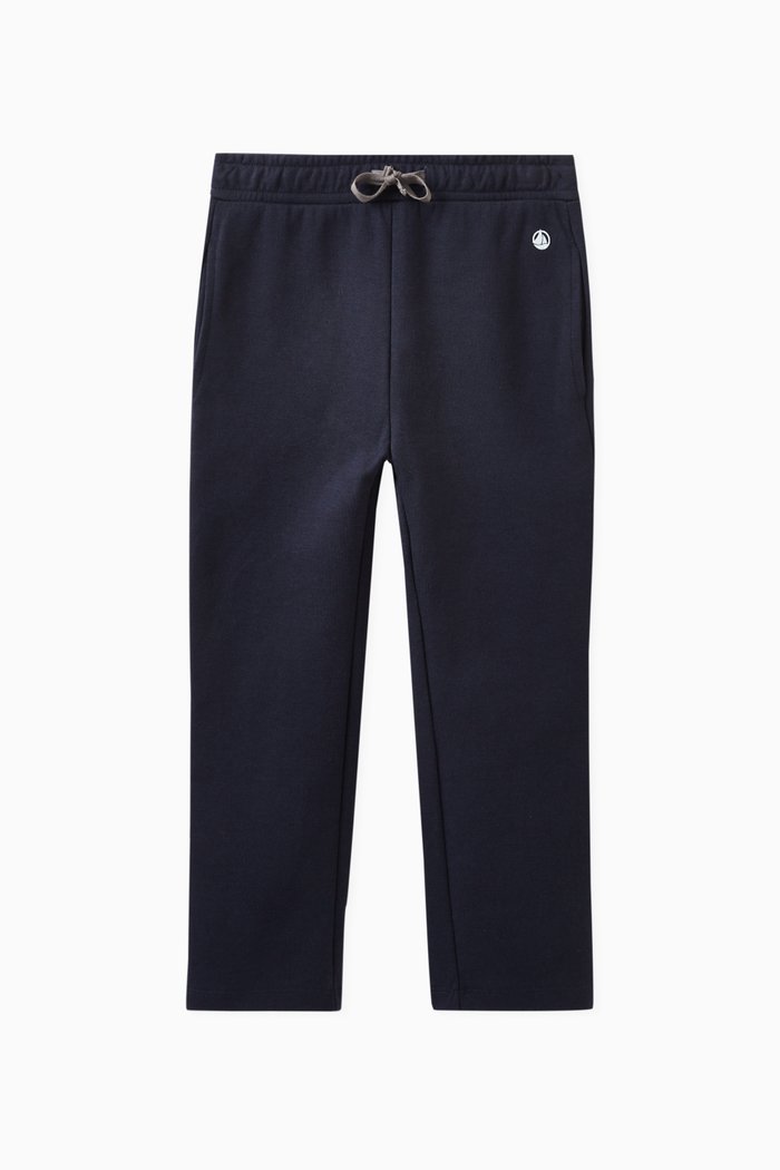 Embroidered Logo Pants in Cotton, Blue