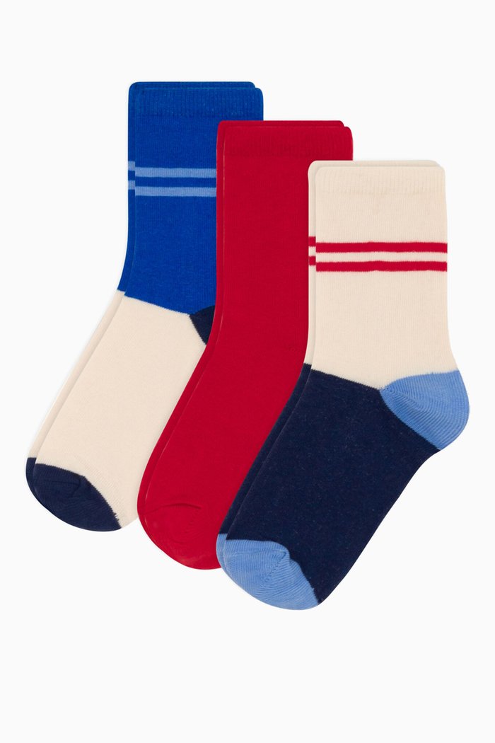 

Striped Socks, Set of Three in Cotton, Multicolour