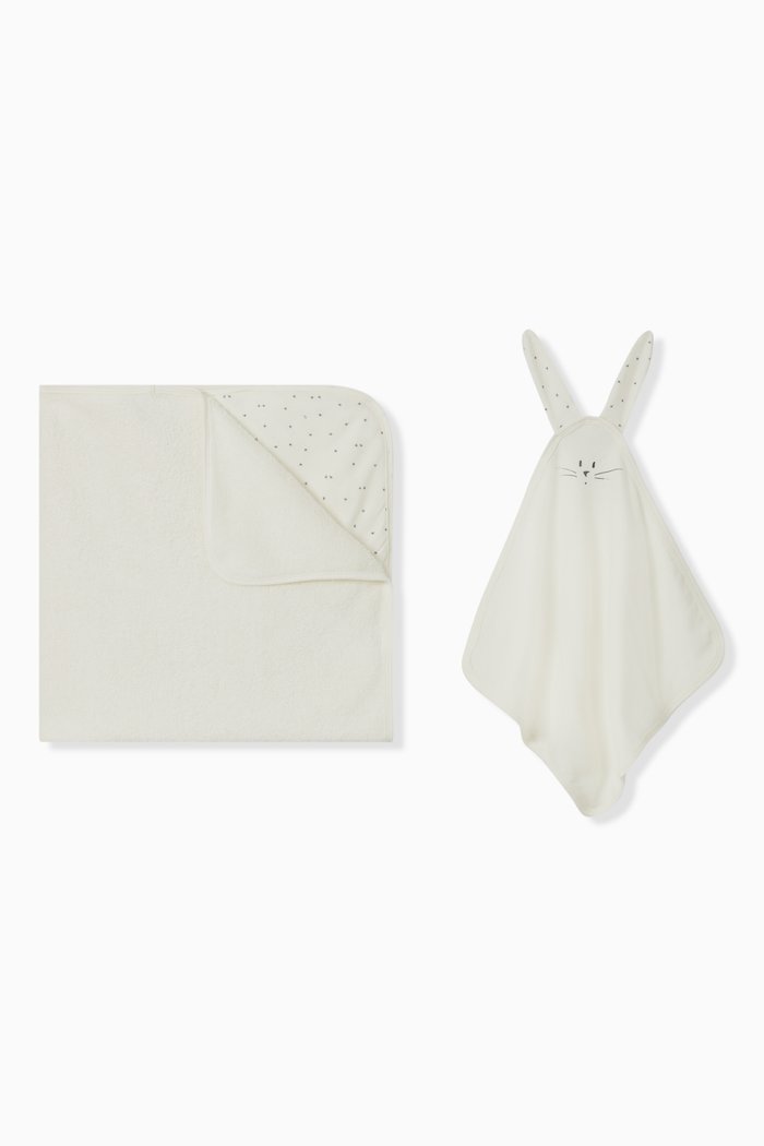 

Stars-print Blanket Set in Cotton, White