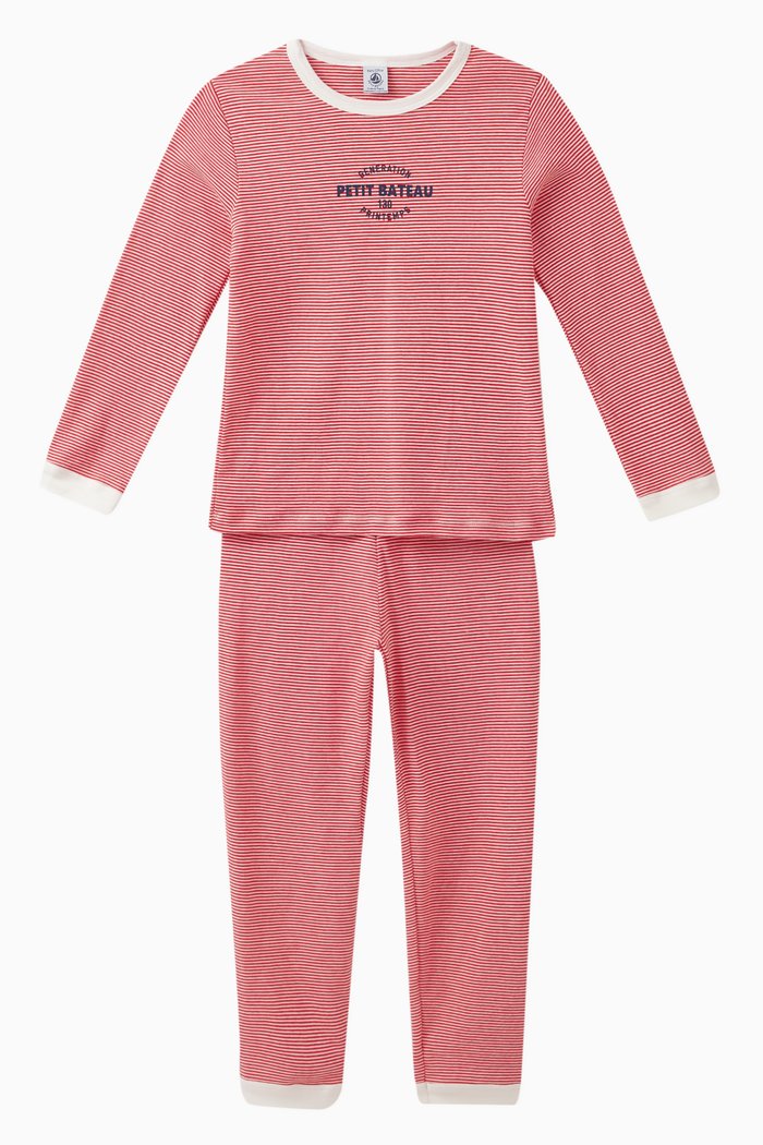 

Striped Logo Pyjama Set in Cotton, Multicolour