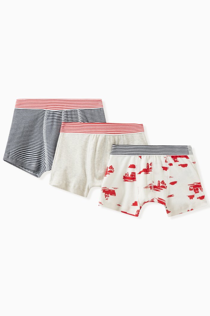 

Striped Boxers, Set of Three in Cotton, Multicolour