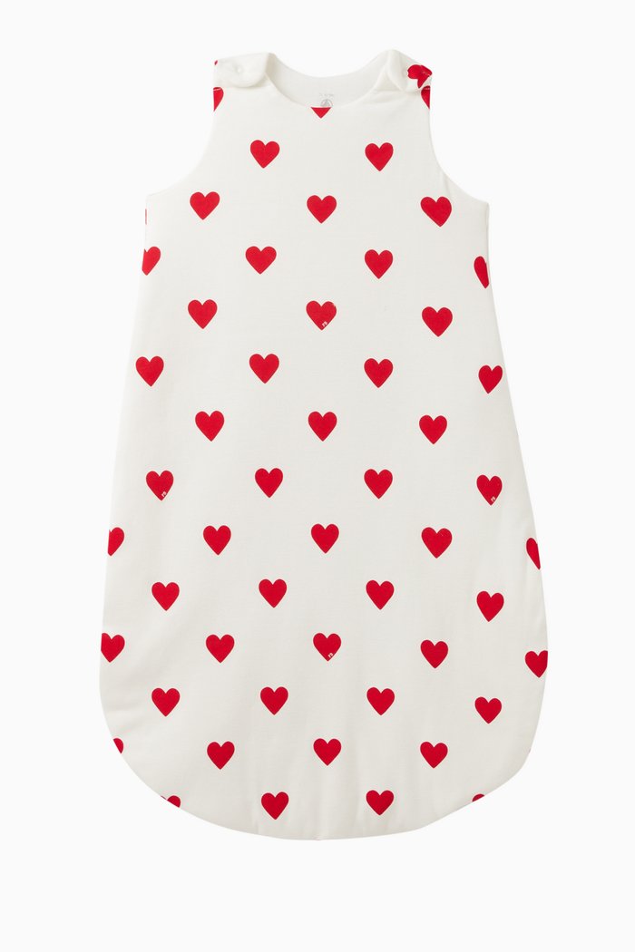 

Heart-print Sleeping Bag in Cotton, White