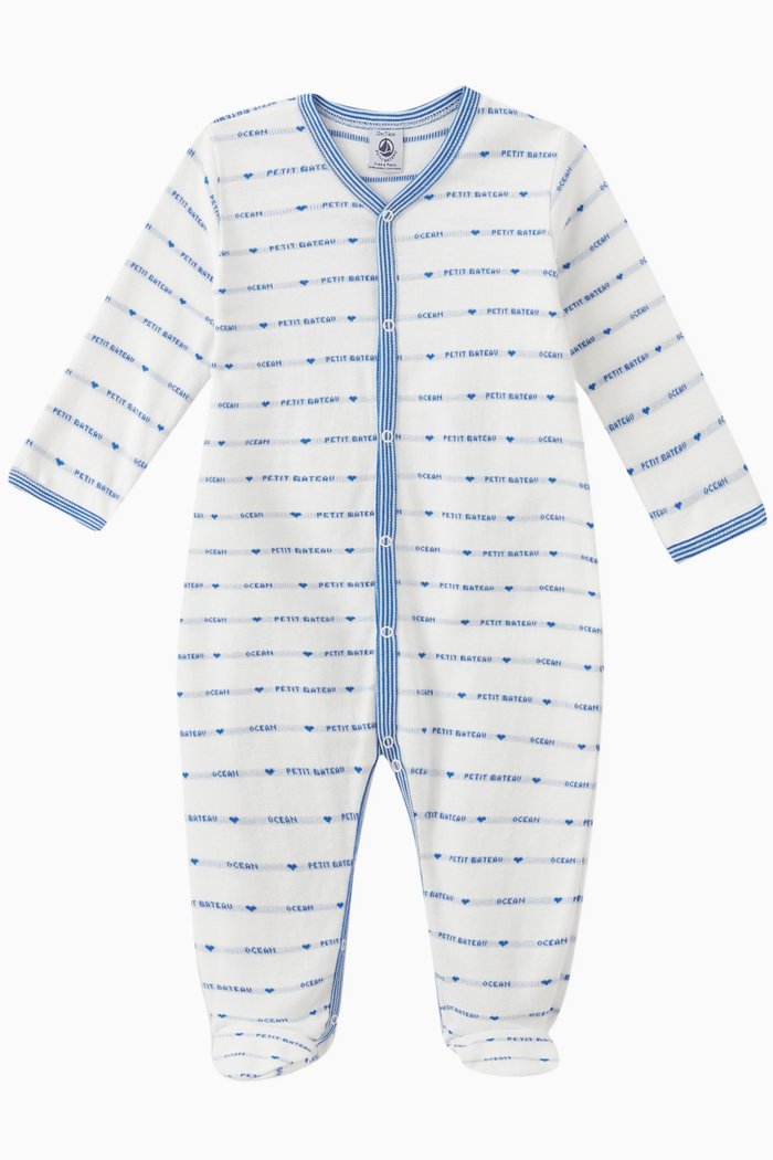 Logo Sleepsuit in Cotton, White