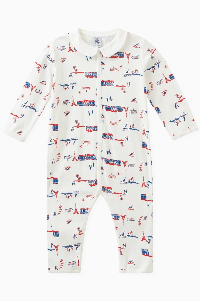 

Graphic Print Romper in Cotton, White