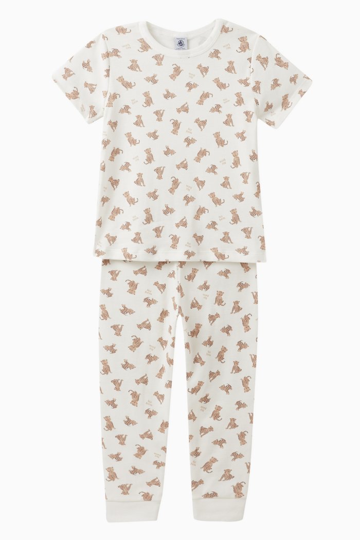 

Cheetah-print Pyjama Set in Cotton, White