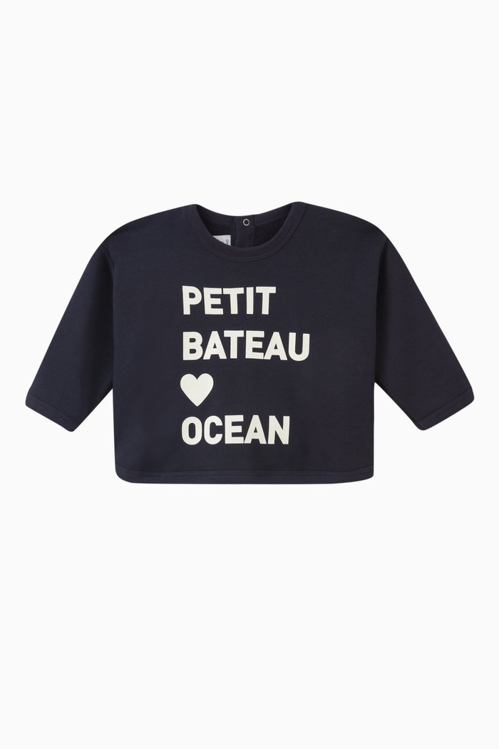 

Logo Print Sweatshirt in Cotton, Blue