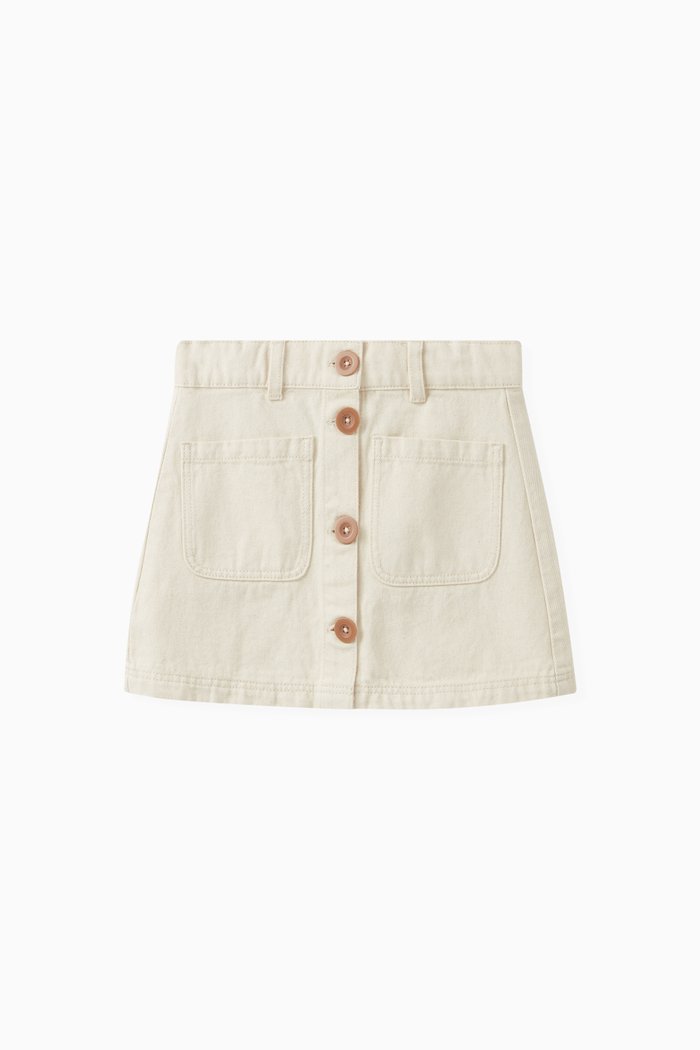 

Pocket-embellished Skirt in Cotton, Neutral