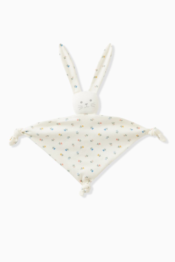 

Doudou Floral Print Bunny Comforter in Cotton, White