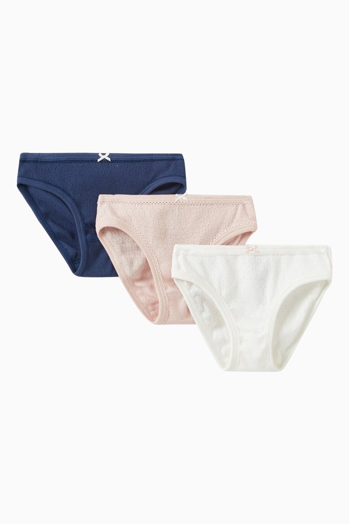 

Bow Briefs, Set of Three in Cotton, Multicolour