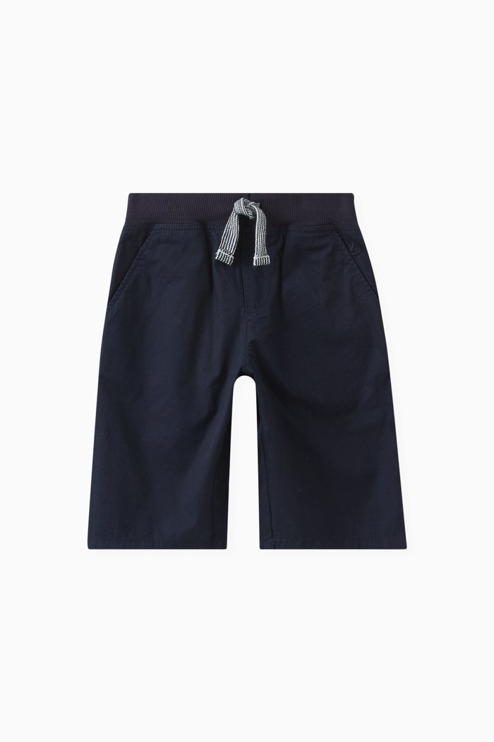 

Embroidered Logo Bermuda Shorts in Cotton, Blue