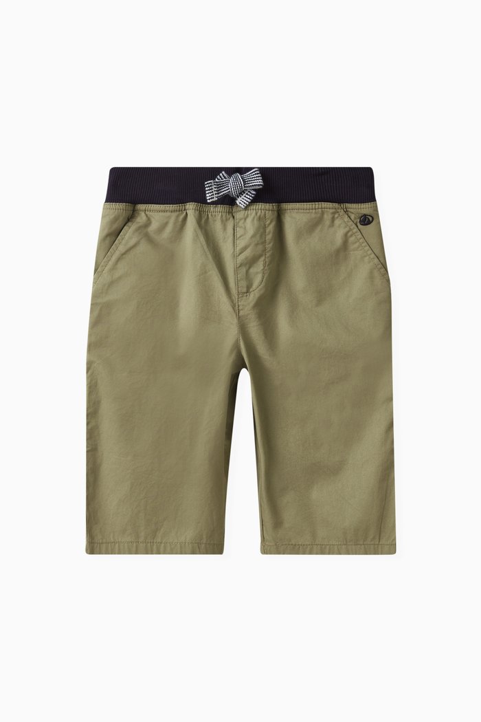 Embroidered Logo Bermuda Shorts in Cotton, Green