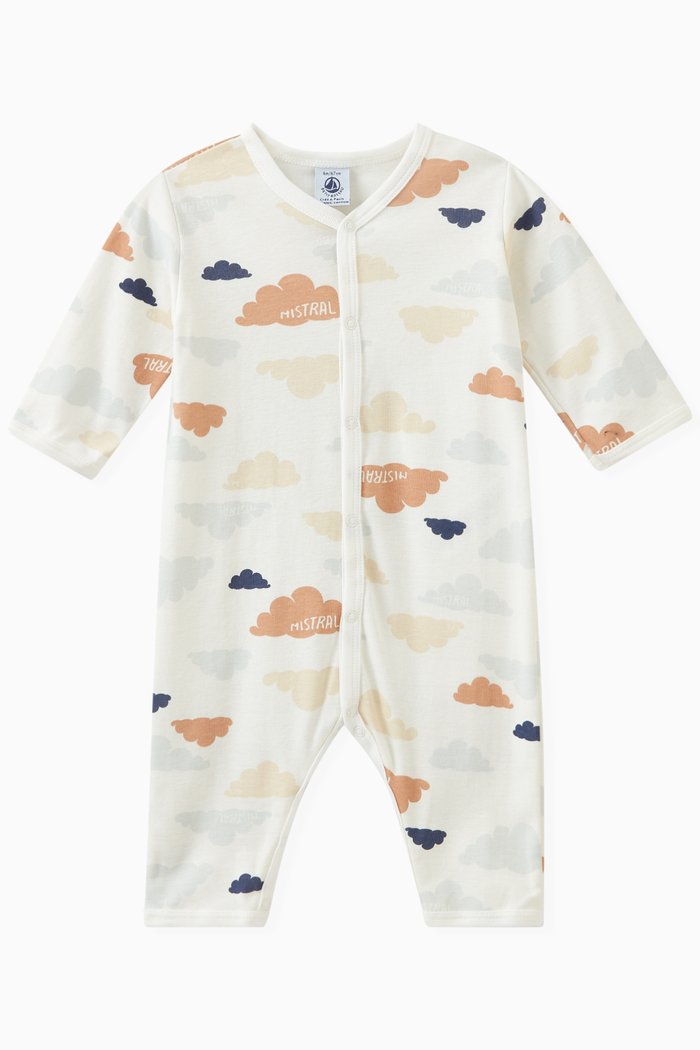 

Cloud Print Romper in Cotton, White