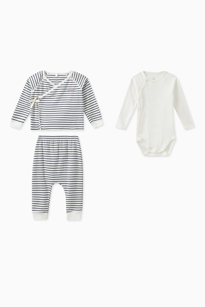 Iconic Tube Knit Three Piece Set in Cotton, White
