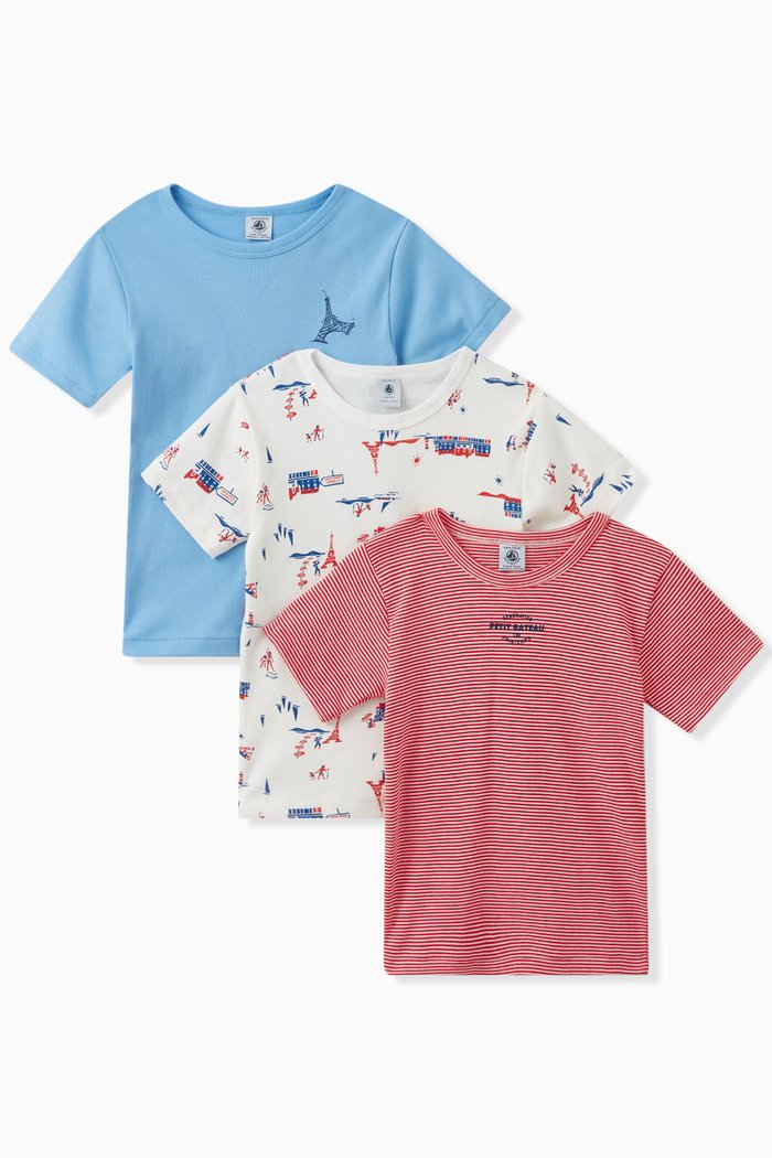 

Assorted T-shirts in Cotton, Set of 3, Multicolour