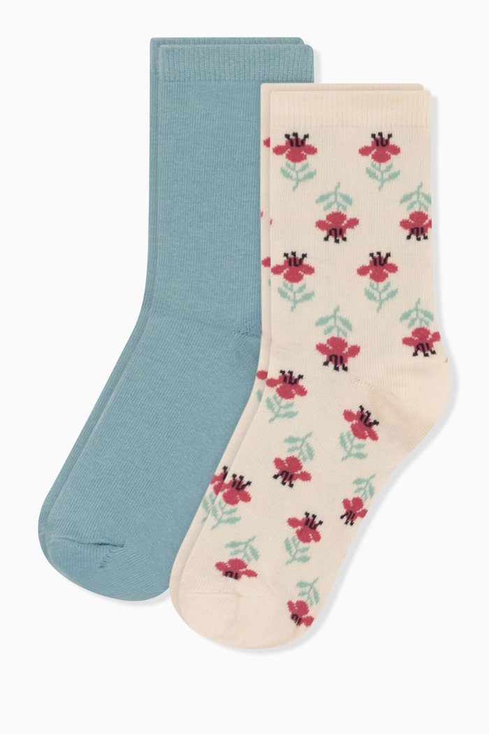 

Printed Socks, Set of Two in Cotton, Multicolour