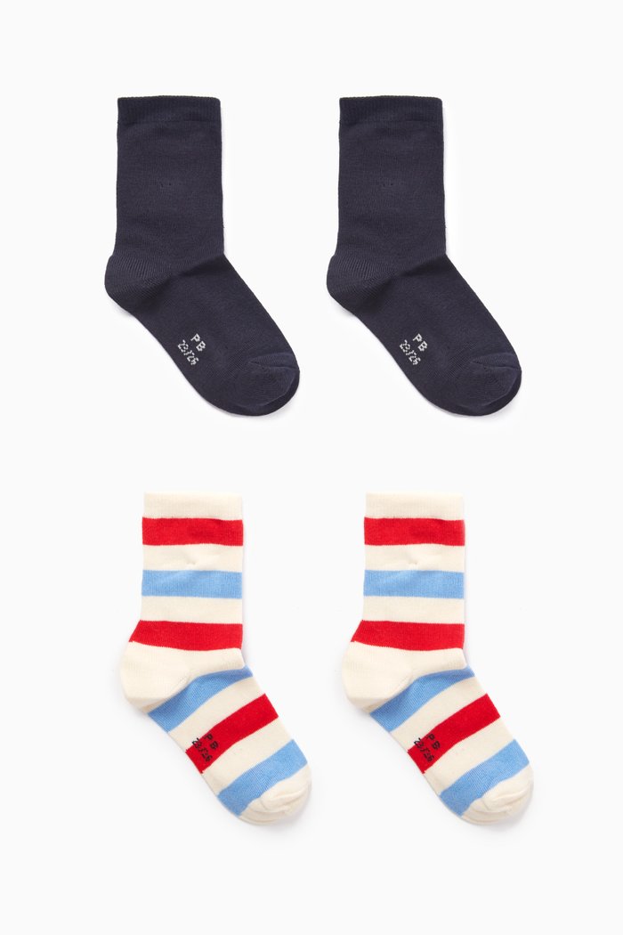 

Striped Socks, Set of Two in Cotton, Multicolour