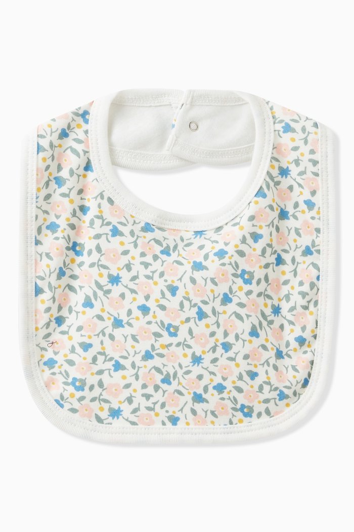 

Floral Print Bib in Cotton, White