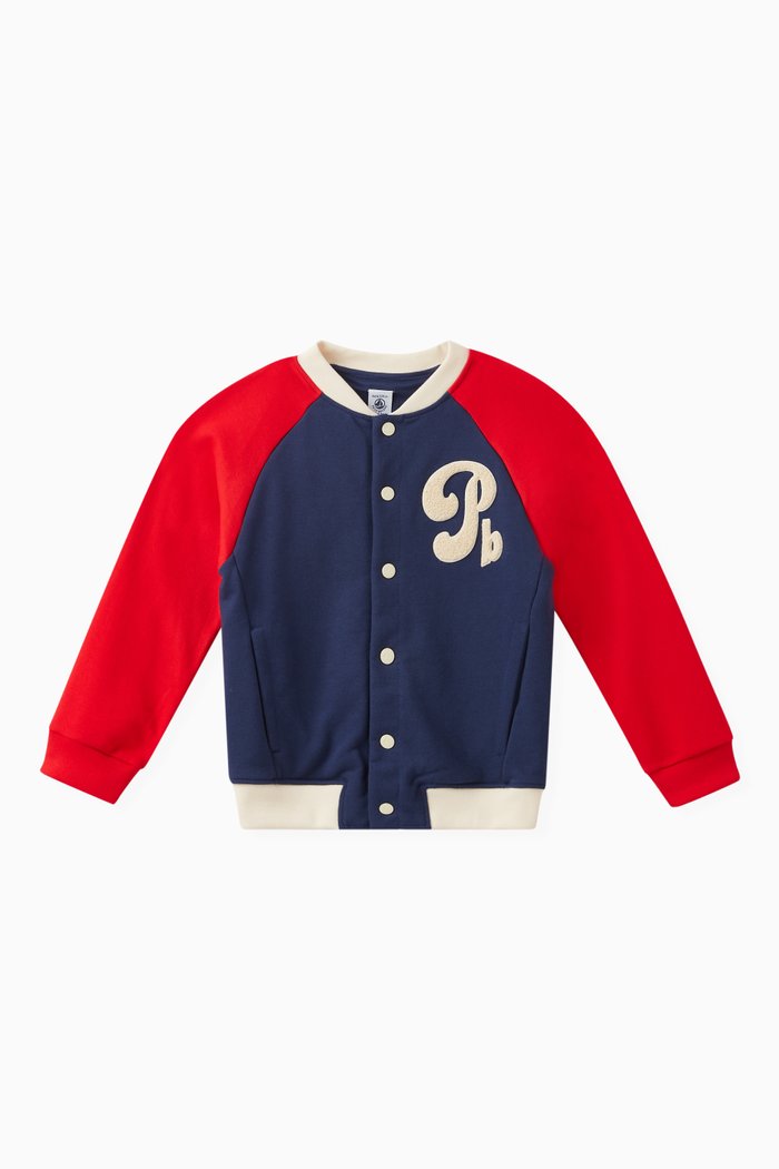 

Colour-block Logo Jacket in Cotton, Blue