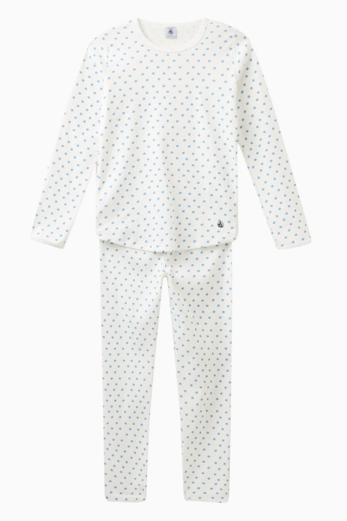 

Polka Dot Pyjama Set in Cotton, White