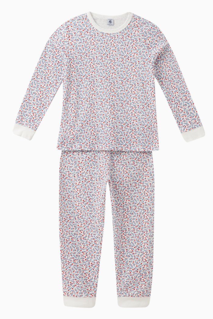 

Floral Print Pyjama Set in Cotton, White