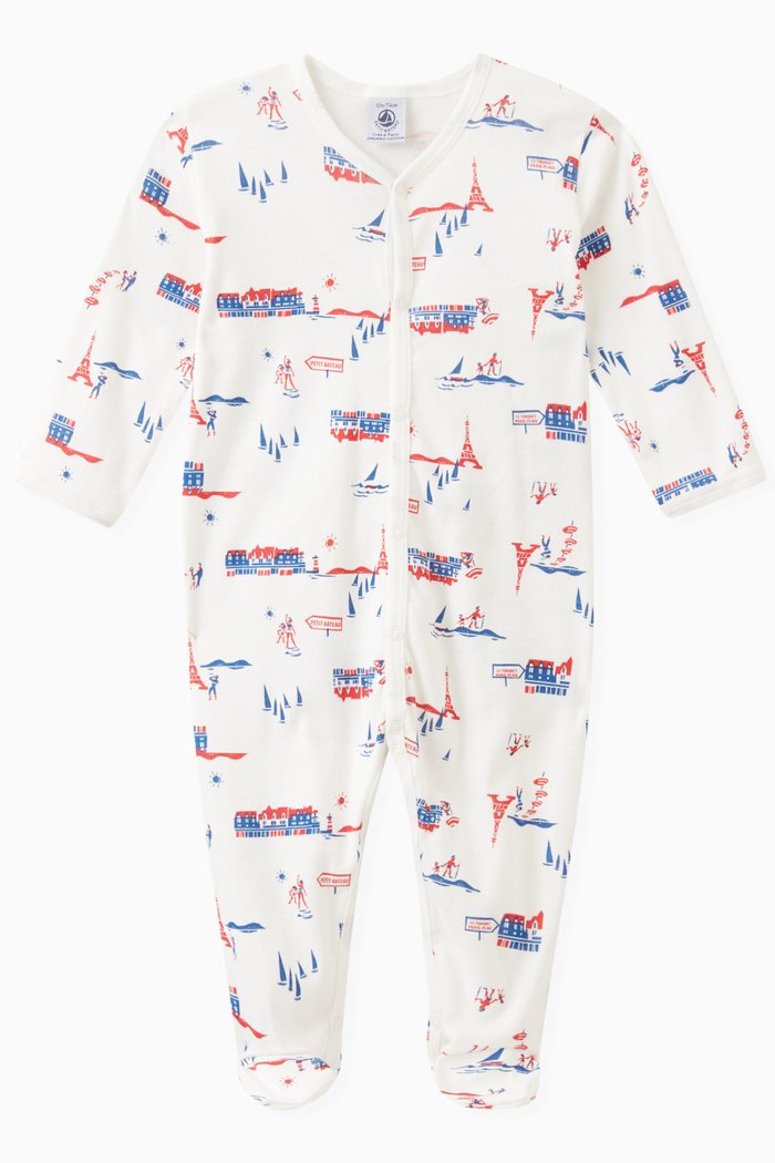 

Paris Print Sleepsuit in Cotton, White