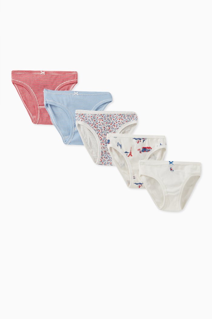 Assorted Briefs in Cotton, Set of 5, Multicolour