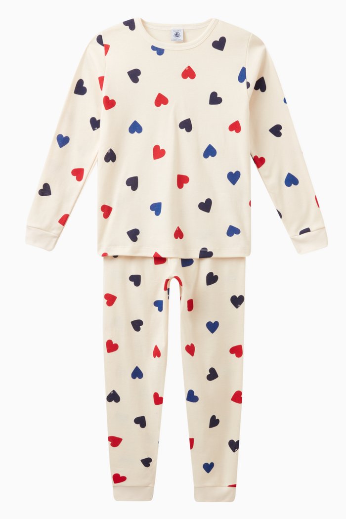 

Heart Print Pyjama Set in Cotton, White