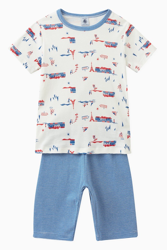 

Boat Print Pyjama Set in Cotton, White