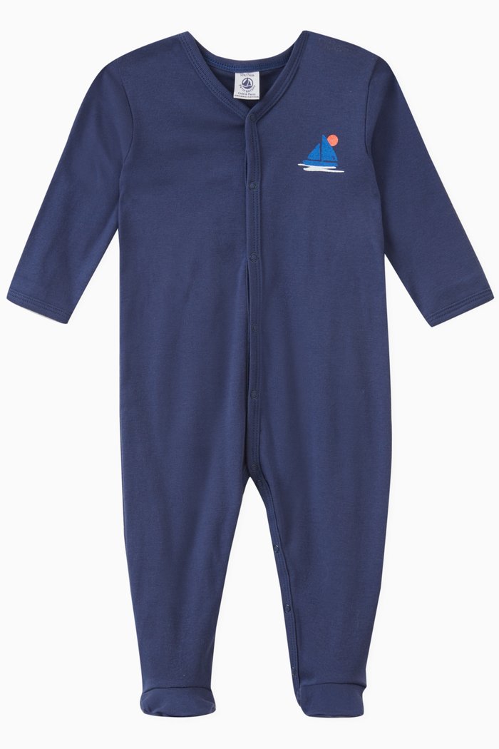 

Boat Print Sleepsuit in Cotton, Blue