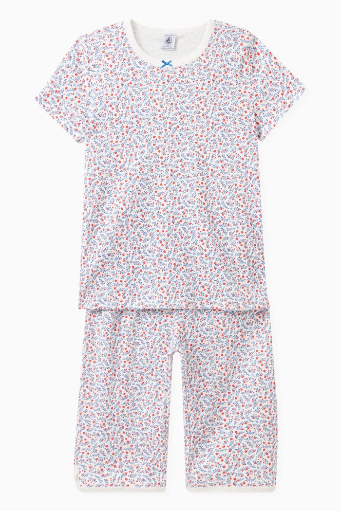 

Floral Print Pyjama Set in Cotton, White