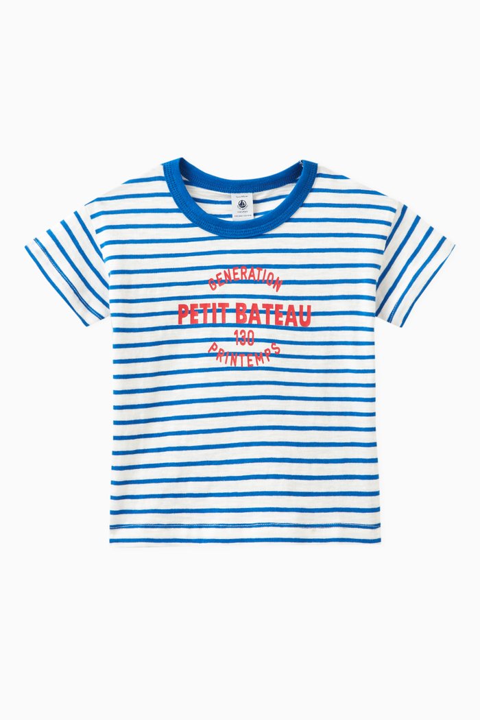 

Striped Logo T-shirt in Cotton Slub jersey, White