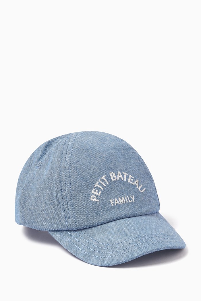 Embroidered Logo Baseball Cap in Cotton, Blue