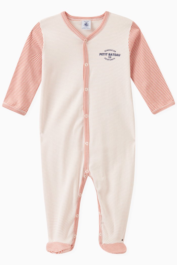 

Striped Sleepsuit in Cotton, Multicolour