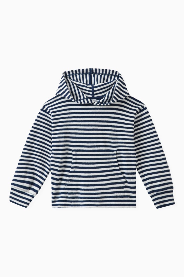 

Striped Hoodie in Cotton, Blue