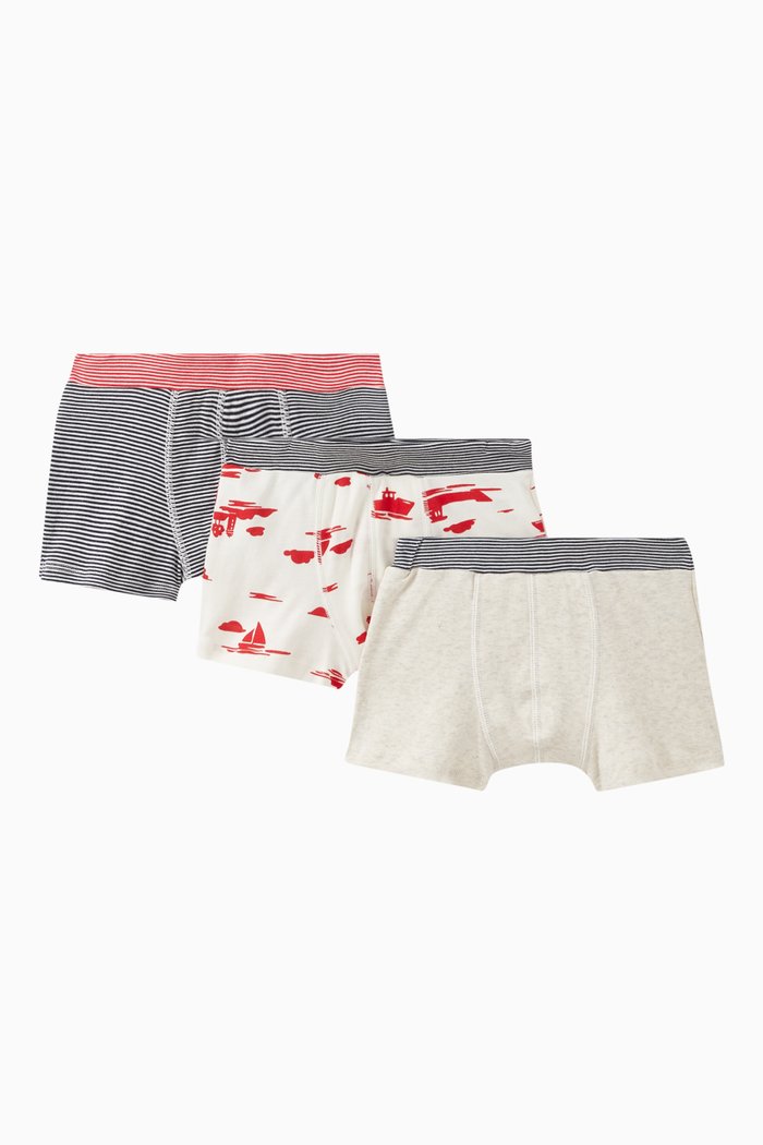

Assorted Boxer Shorts in Cotton, Set of 3, Multicolour