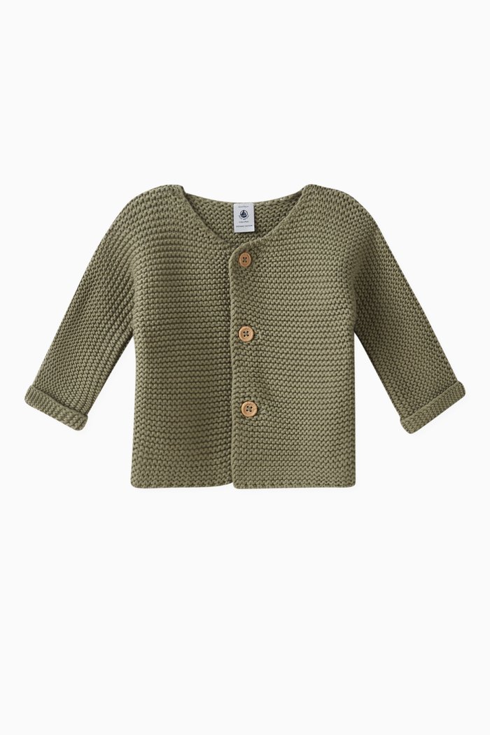 

Knitted Cardigan in Cotton, Green