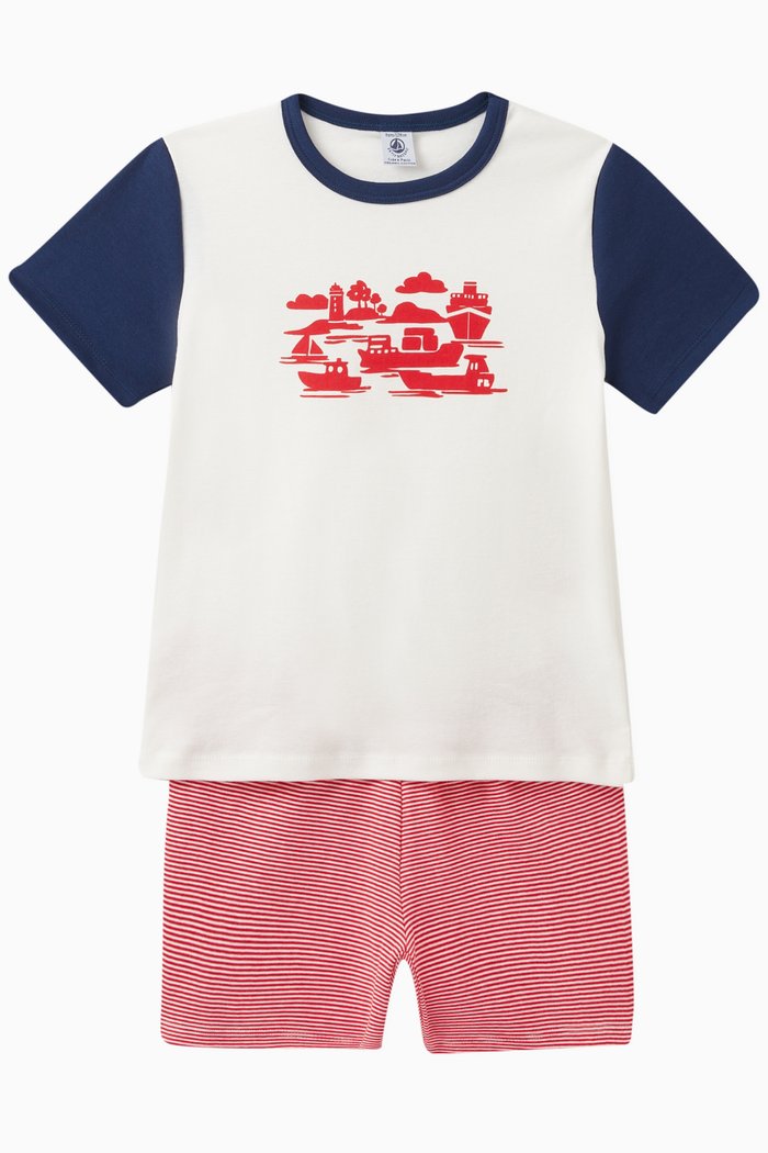 

Boat Print Pyjama Set in Cotton, Neutral