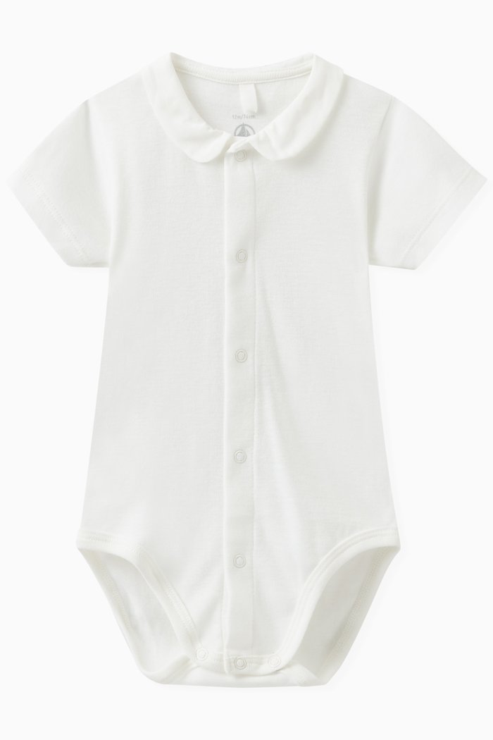 

Peter Pan Collar Bodysuit in Cotton, White