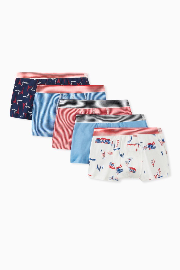 

Assorted Boxer Shorts in Cotton, Set of 5, Multicolour