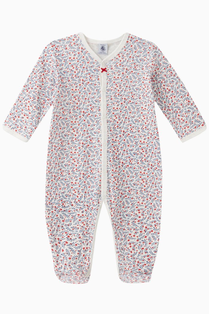 

Floral Print Sleepsuit in Cotton, White