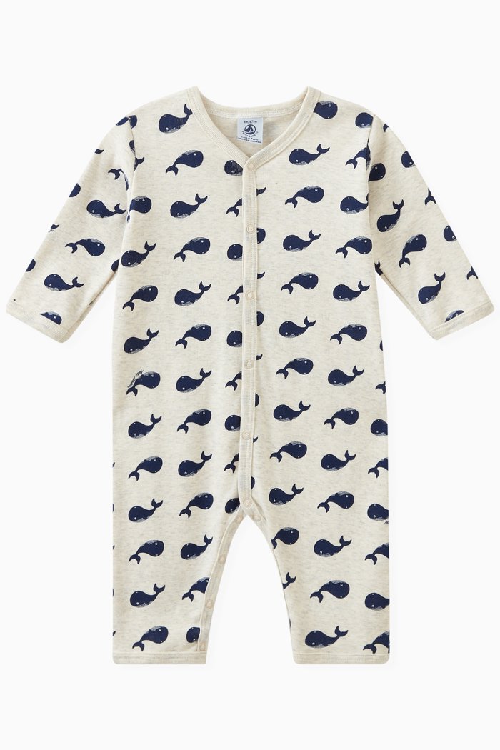 

Whale Print Romper in Cotton, Neutral