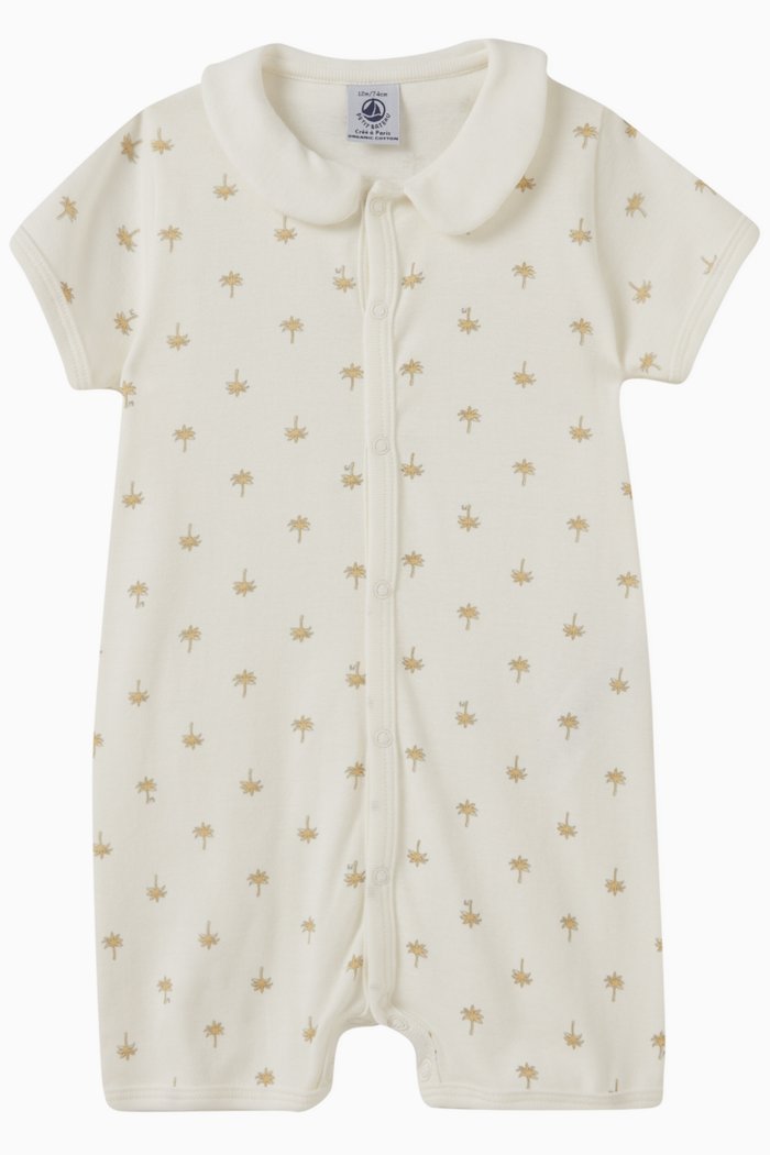 

Palm Tree Print Romper in Cotton, Multicolour