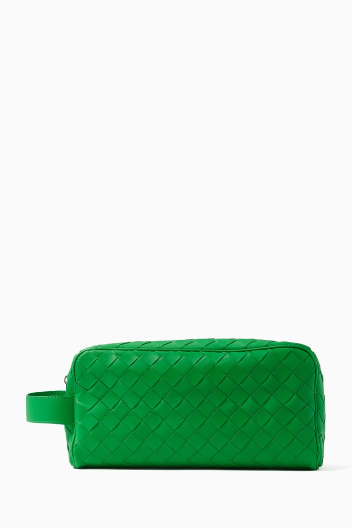 

Travel Pouch in Intrecciato Nappa, Green