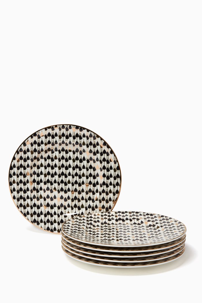 

Swirl Dessert Plates in Porcelain, Set of 6, Black