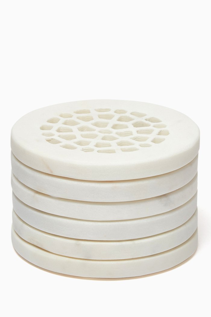 

Coasters in Marble, Set of 6, White