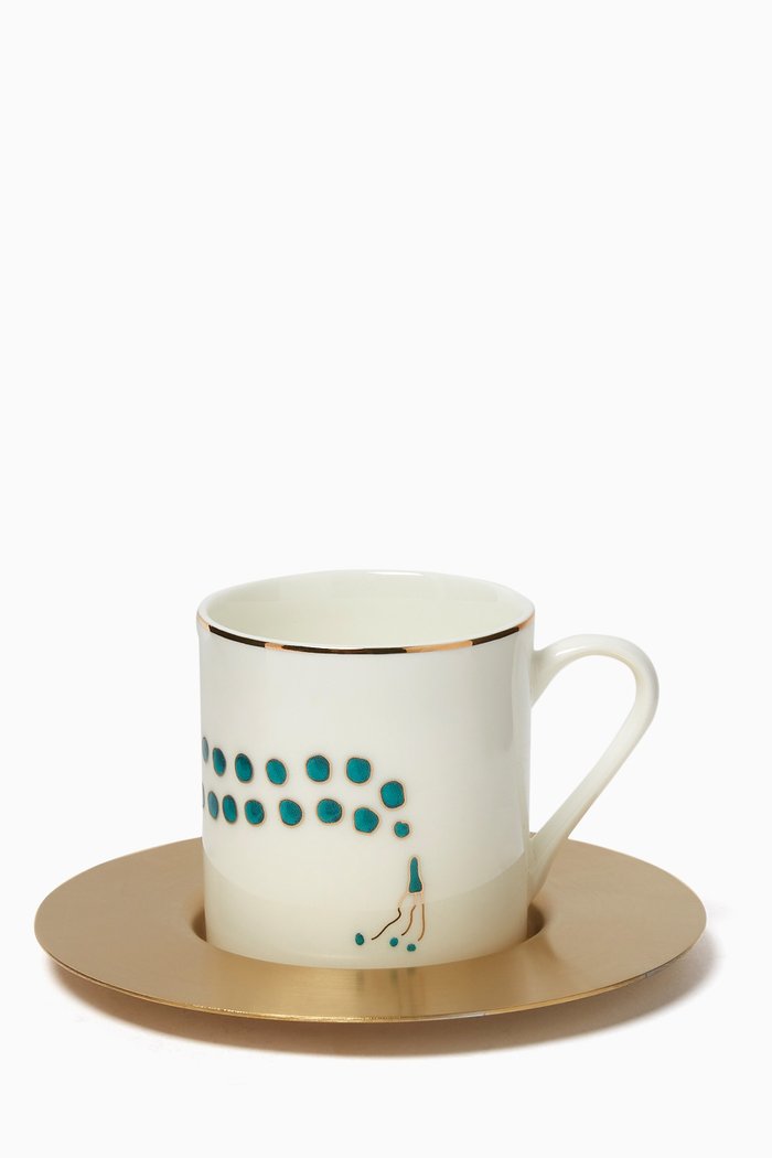

Masbaha Espresso Cups with Saucers in Porcelain, Set of 6, White