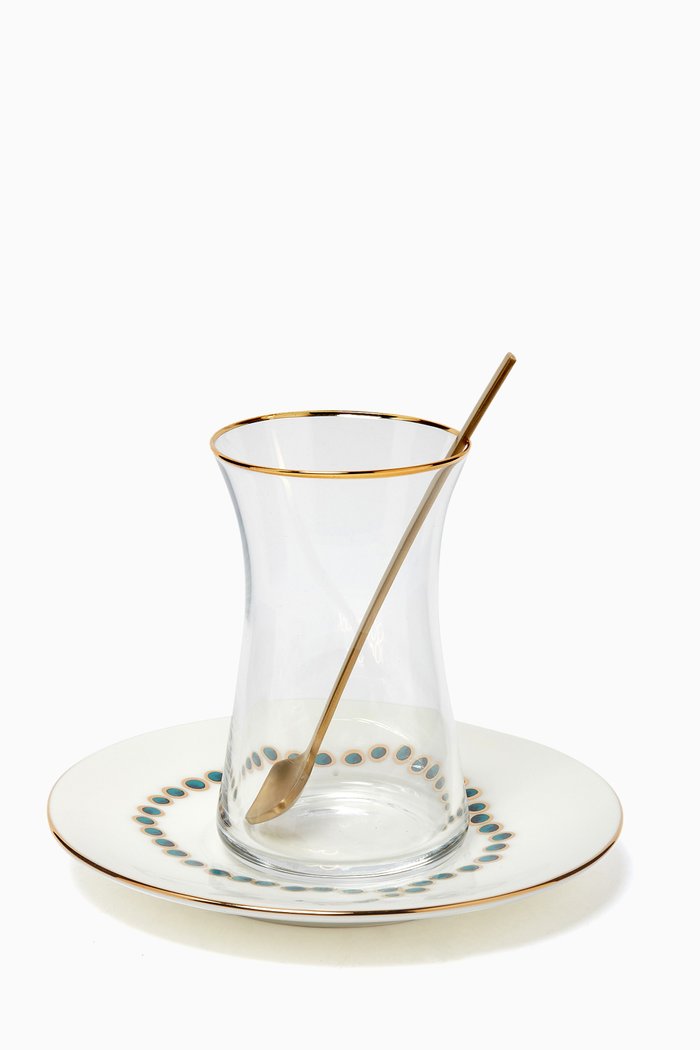

Rakwe Istikana Tea Cups with Saucers, Set of 6, White